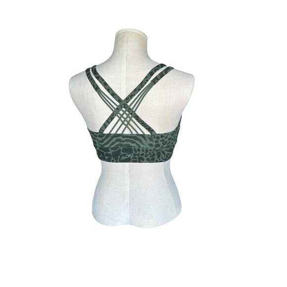 FREELY SPORTS BRA SIZE S GREEN LEOPARD PRINT, YOGA - Picture 2 of 7